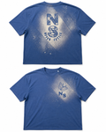 Never Settle Blue Waffle Effect White Bleach Art T-Shirt